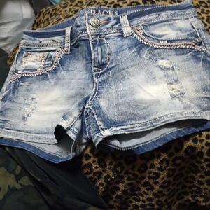Grace Blue Jean Shorts Distressed Vintage Style